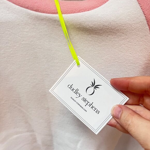 NEW Dudley Stephens‎ Cove Crewneck Terry Top Pink & White Polyester Size S - Picture 3 of 6